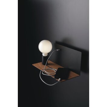 Luce Design Flash Wandleuchte Holz dunkel, Schwarz, 1-flammig