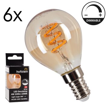 LED E14 6er Set 4 Watt 2200 Kelvin 220 Lumen Bernsteinfarben, 1-flammig