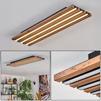 Tandragee Deckenleuchte LED Holzoptik, Schwarz, 1-flammig